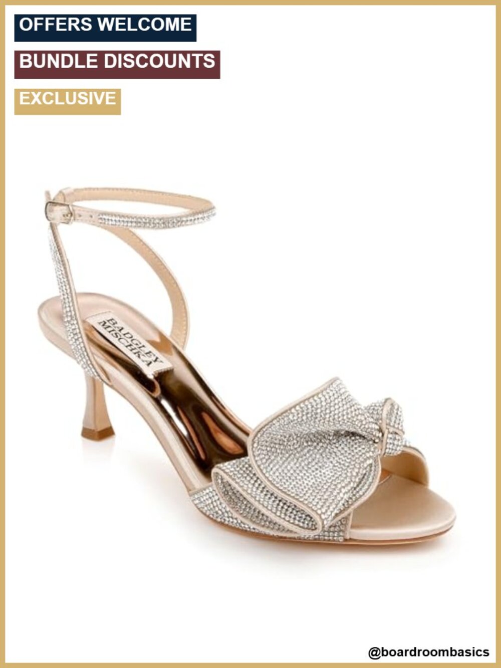 Badgley Mischka Remi Kitten Heel Open Toe Satin Ankle Strap Sandals